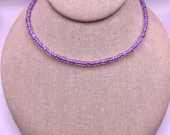 Purple Seed Bead Choker: Dainty Minimalist Necklace