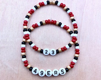 49ers Football Bracelet: Seed Bead Gameday Bracelet