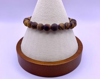 Matte Tiger's Eye Stretch Bracelet: Unisex Gemstone Bead Bracelet