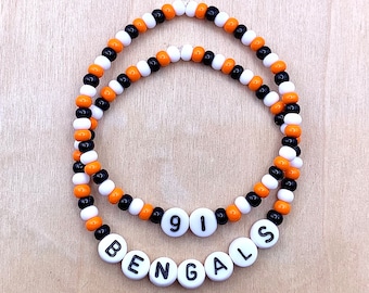 Cincinnati Bengals Bracelet: Seed Bead Football Team Colors