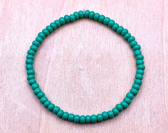 Green Bead Bracelet | Men Women Unisex Bracelet | Minimalist Green Bracelet | Small Green Bracelet | Stretch Bracelet