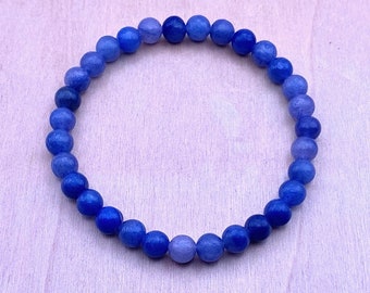 Pulsera minimalista de aventurina azul: pulsera apilable con piedras preciosas