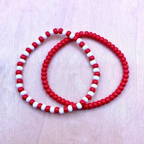 Red and White Bead Bracelet | Red Bead Bracelet | Red