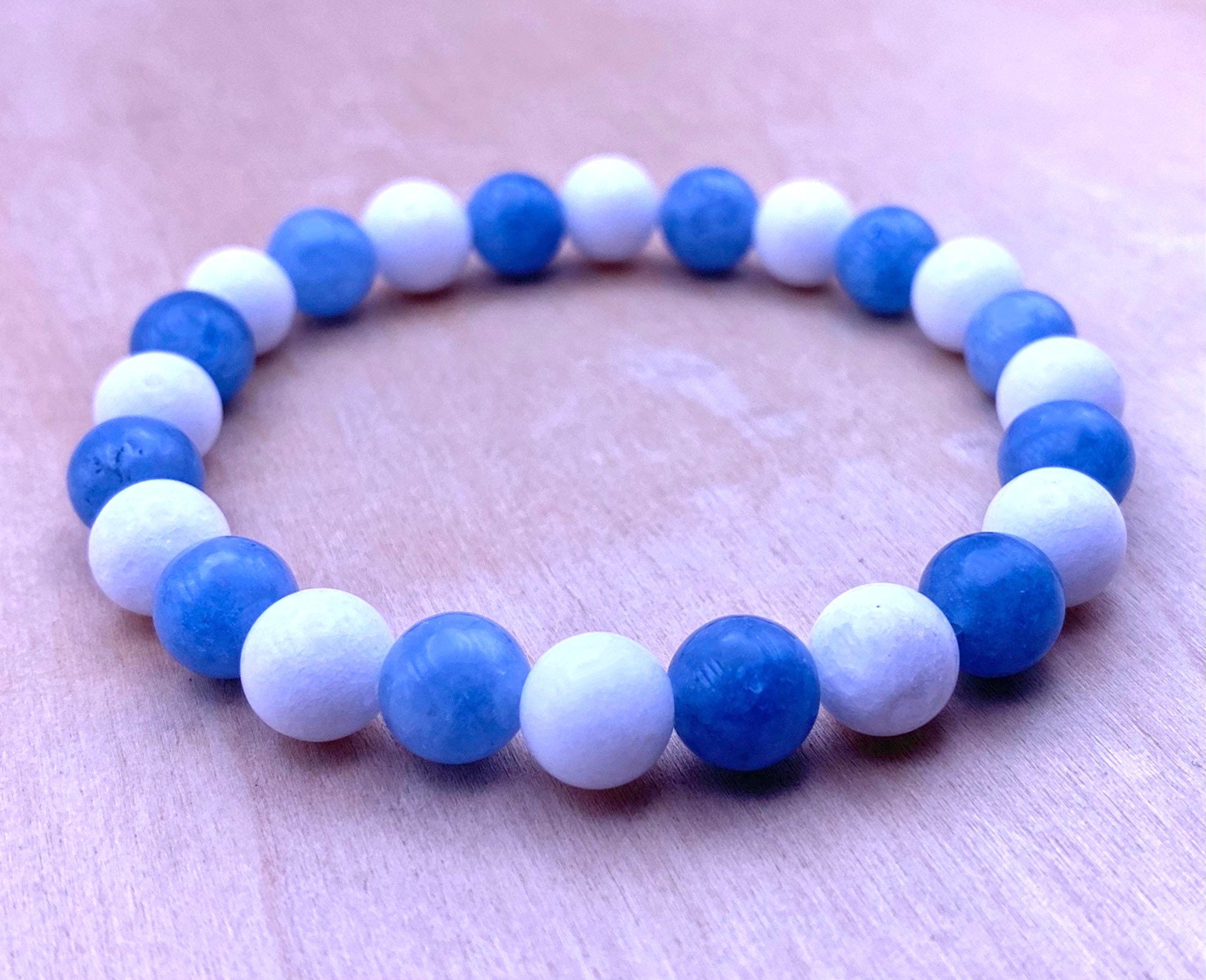 Blue and White Crystals Clay Beads Shamballa Bracelet - Ephori London -  Luxury custom natural stone beaded bracelets