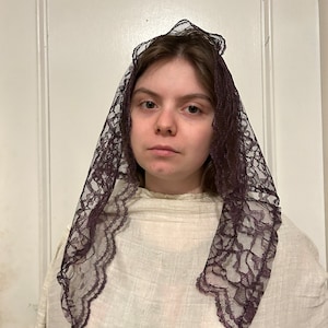 Simple eggplant/purple chapel veil/mantilla with hair clip! Just in time for Lent!