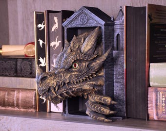 Emerging Dragon  Book Nook- Bookish Fantasy Bookshelf Decor
