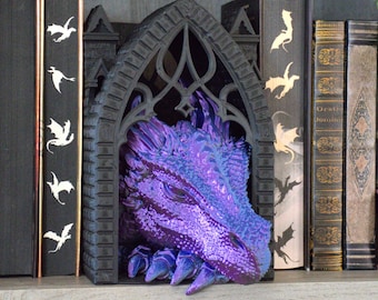 Sleepy Dragon Book Nook- Bookish Fantasy Bookshelf Decor