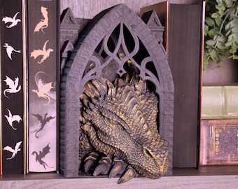Sleepy Dragon Book Nook- Bookish Fantasy Bookshelf Decor