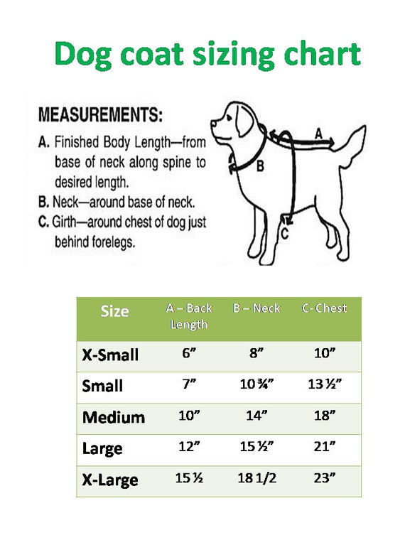 Dog Coat Measurement Chart