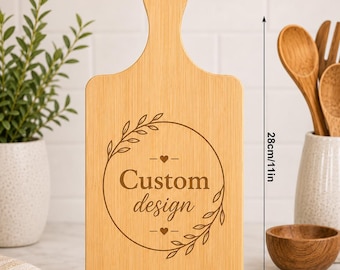 Gepersonaliseerde bamboe charcuterieplank | Op maat gegraveerde snijplank, housewarmingcadeau