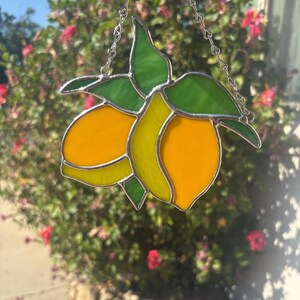Handcrafted Stained Glass Double Lemon | Fruit Suncatcher Window Decor | Citrus Kitchen Art | Gift For Her  | Handmade Fruit Gift | Summer