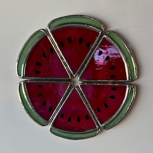 Watermelon Stained Glass Magnet | Handmade Glass Fridge Magnet | Fun Fruit Gift | Cute Kitchen or Summer Decor | Gift for Watermelon Lover