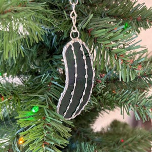 Stained Glass Christmas Pickle Ornament | Handmade Holiday Decor | Unique Tree Decoration | Fun Christmas Tradition Gift | Hues of Green