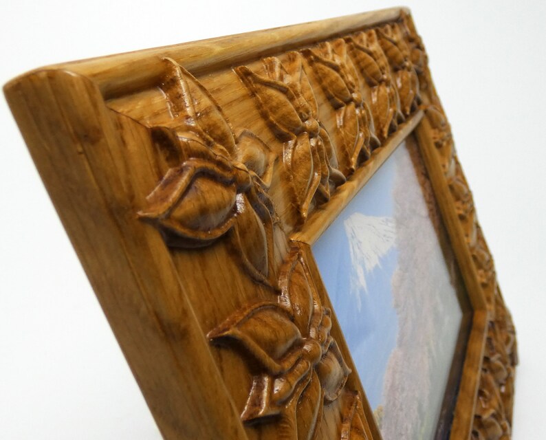 4x6 Carved Photo Frame Oak Wood Carving Wooden picture frame Etsy