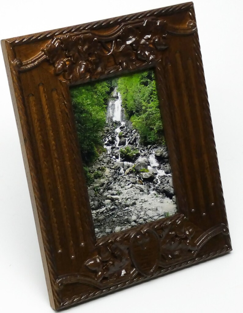 4x6 Carved Picture Frame Oak Wood Carving Wooden Photo Frame Etsy