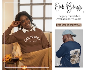 Moletom Oak Bluffs com gola redonda | Suéter Martha's Vineyard | Blusa unissex estilo preppy litorâneo