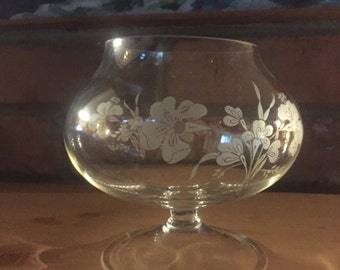 Vintage Etched Glass Compote
