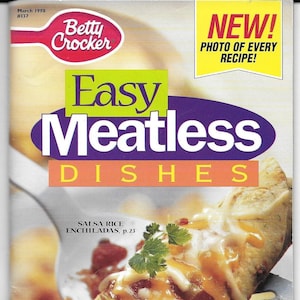 Recipe booklet-Easy Meatless Dishes- March 1998-Betty  Crocker-92 pages-Try a new recipe