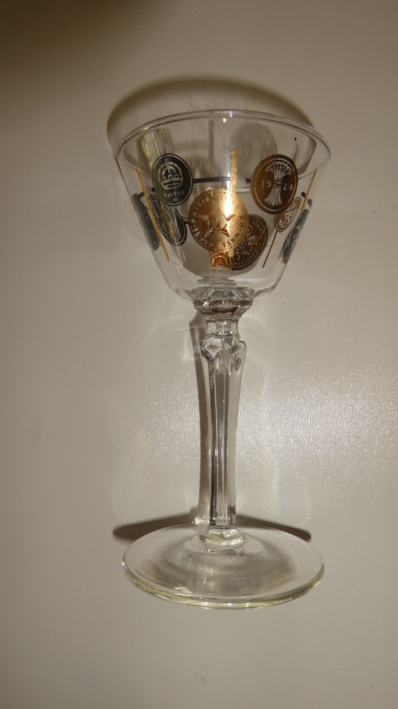 Gimlet Glass 3 oz goblet MidCenturyClear with Gold and Etsy