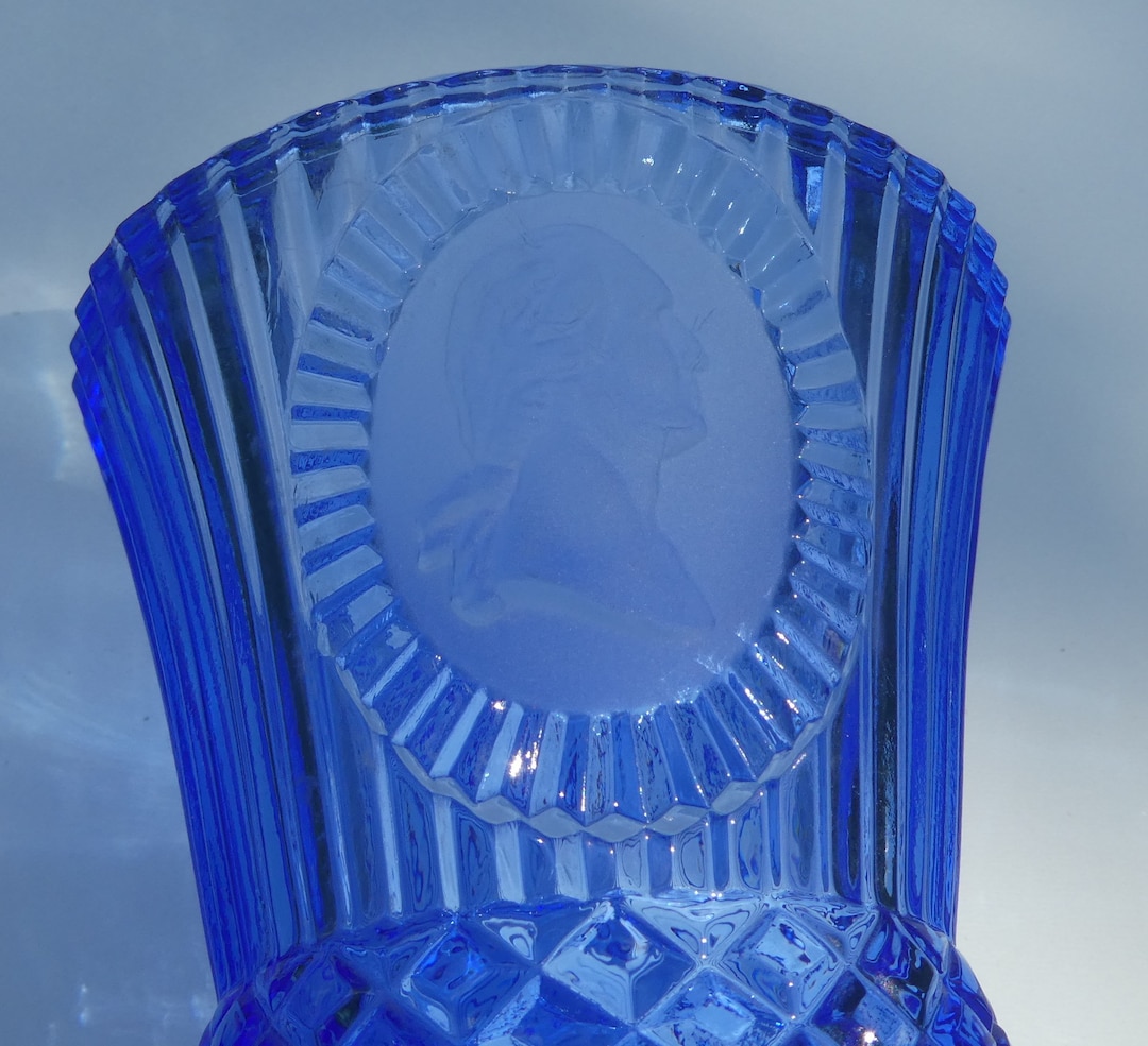 Wine Glass-blue-george Washingtion 8 Oz-1976-wedding Gift - Etsy