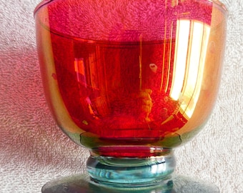 Dessert Dish-Red and Green Glass- Wedding Anniversary gift-