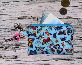 RFID Clip Coin Purse with Keyring  Butterfly