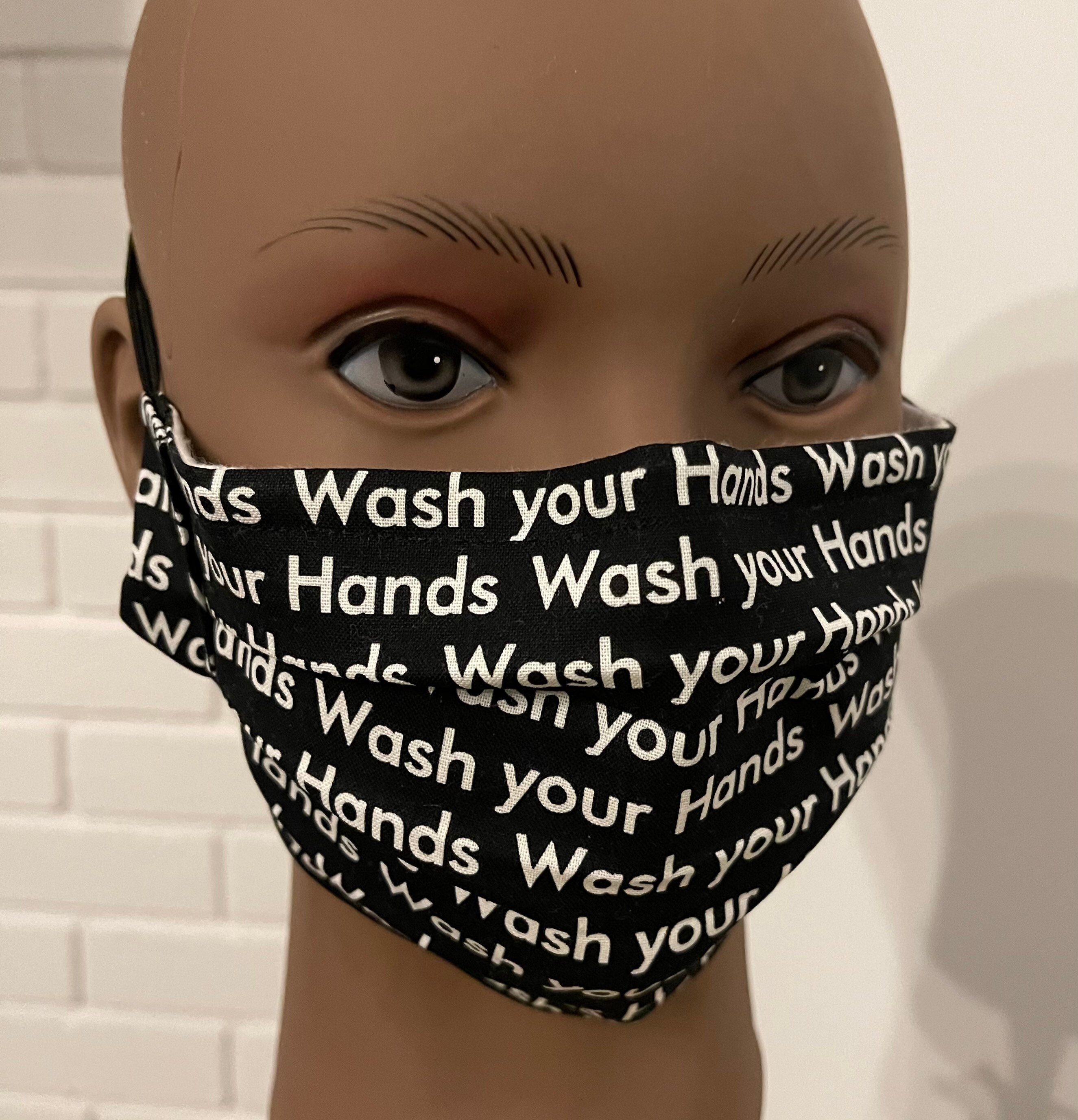 Wash your Hands adult face mask with nose wire and adjustable Etsy