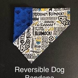 Reversible dog collar bandana. Minions