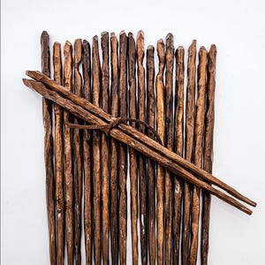 Hand Carved 9&quot; Black Walnut Chopsticks – Wooden Dining Utensils, Artisan Gift