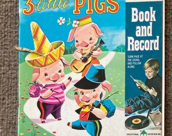 三匹の子豚の本とレコード ピーターパンレコード 45 回転ビニール 7 インチレコード