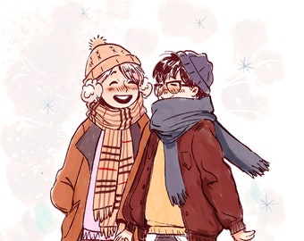 Yuri on Ice Victor x Yuuri winter postcard