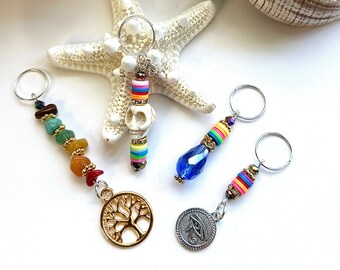 Tree of Life, Horus, Braid Ring Set With Charms, Gemstones, Bone Beads, Hair Jewelry for Festivals, Vacation Hair, Spiritual