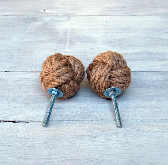 Set Of 4 Nautical Rope Ballnautical Drawer Pulls Drawer Pull Etsy