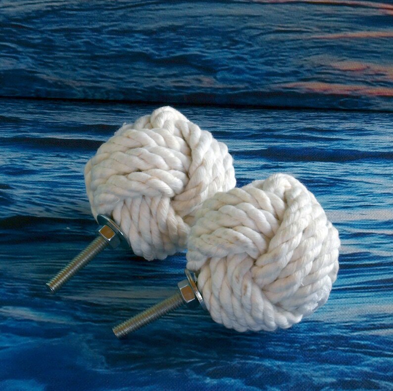 Set of 4 Nautical Rope Ballnautical Drawer Pulls Drawer Pull Etsy
