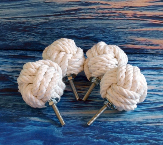 Set Of 4 Nautical Rope Ballnautical Drawer Pulls Drawer Pull Etsy