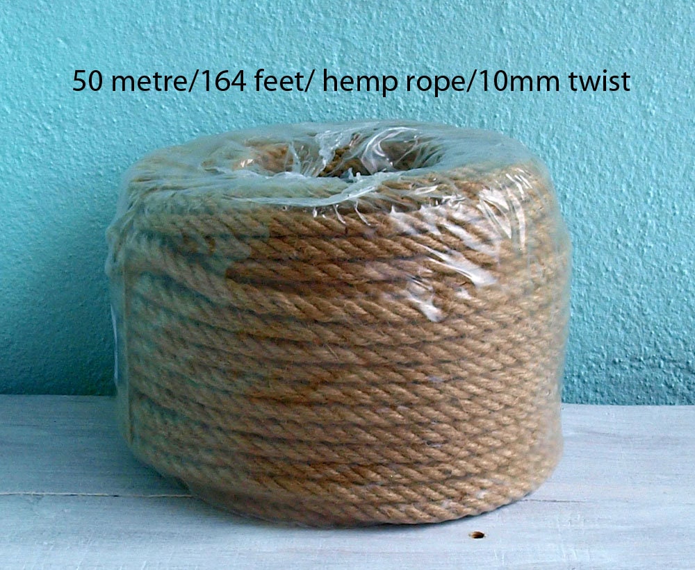Corde en chanvre naturel, 50 mètres/164 pieds/10 mm twist, décor rustique Corde pieds/10 en chanvre naturel, 50 mètres/164 pieds/10 Corde mm twist, décor rustique 136353