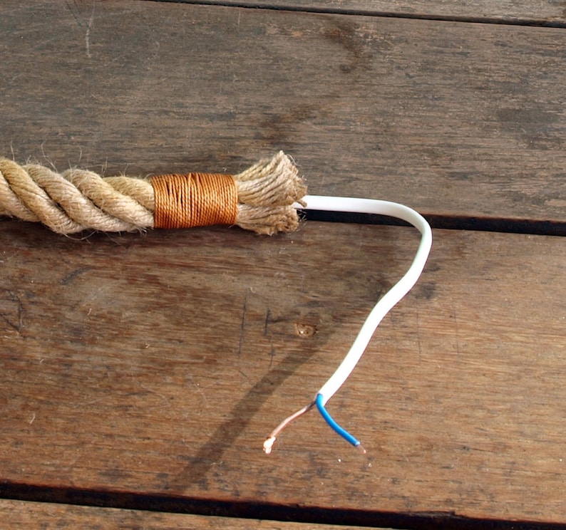 Touw hanglamp, elektrische kabel, elektrische draadkabel, henneptouw met elektrische draad, DIY