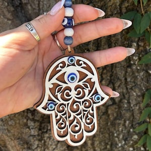 Wooden Evil Eye Wall Hanging | Hamsa or Butterfly | Boho Wall Decor | Protection for Home