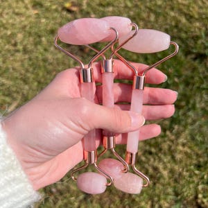 Rose Quartz Gemstone Facial Roller | Crystal Massage Healing | Spiritual and Physical Growth | Self Love