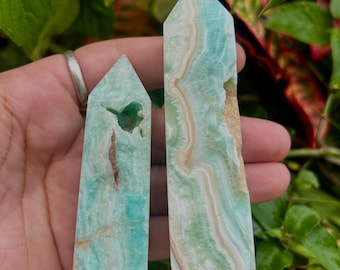 Natural Caribbean Calcite Tower: Polished Crystal Point for Meditation