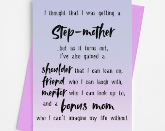 Tarjeta para madrastra/madre adoptiva para el Día de la Madre - Tarjeta del Día de la Madre para madrastra