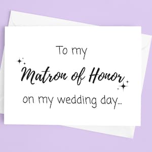 Para minha madrinha de honra no dia do meu casamento - Cartão para madrinha de honra - Cartão para melhor amiga - Cartão para irmã