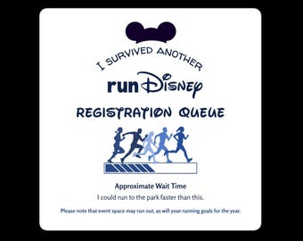 Disney Race Registration Queue Sticker - Disney Runner Funny Sticker