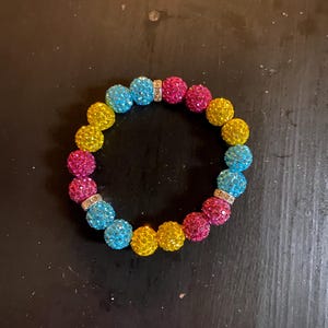 Pan Bracelet - Subtle Pansexual Pride Merch with Sparkle - Pan Pride Flag Colors