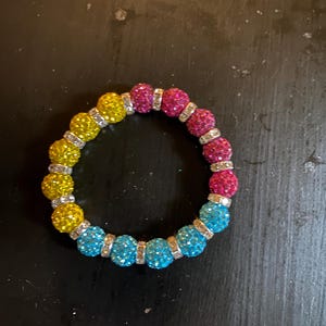 Pan Bracelet - Subtle Pansexual Pride Merch with Sparkle - Pan Pride Flag Colors