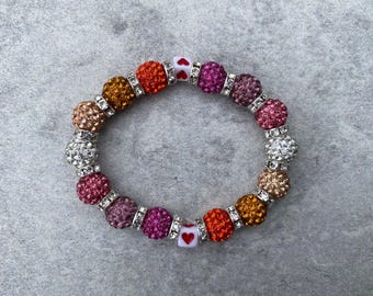 Lesbian Bracelet - Subtle Lesbian Pride Merch with Sparkle - Lesbian Pride Flag Colors