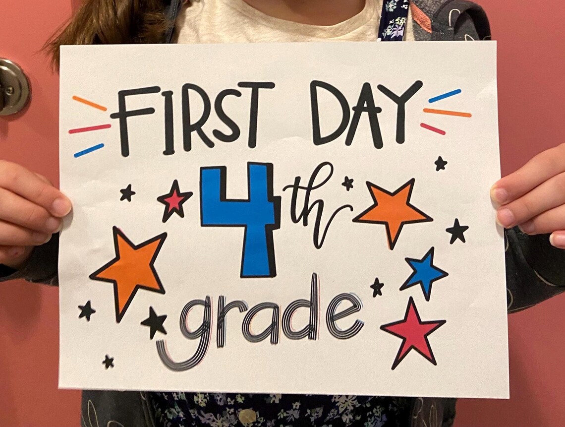 First Day of School Printable Signs | Bright Colors | Pre-k Through ...
