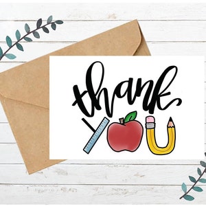 Teacher Appreciation Printable Thank You Cards - Digital Download
