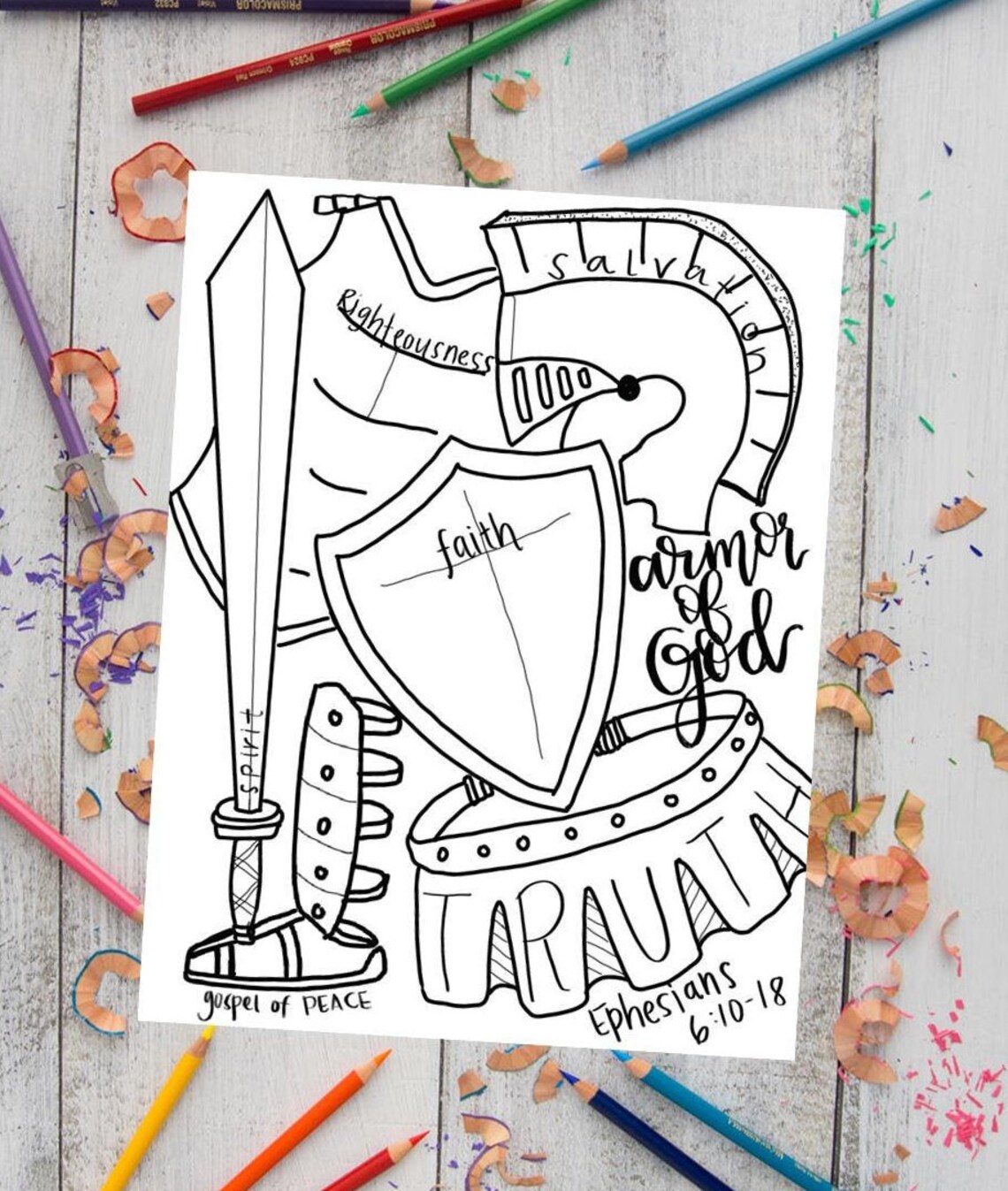Armor of God Coloring Page | Etsy Canada