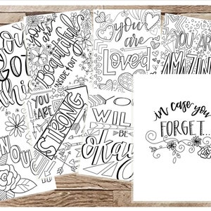 Positive Affirmations Coloring Pages-- In Case You Forget